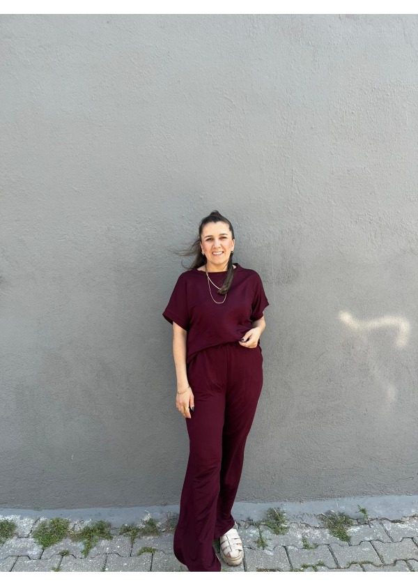 Kristal Kumaş Takım ( bordo )