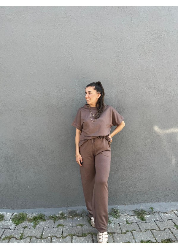 Kristal Kumaş Takım ( Kahve )