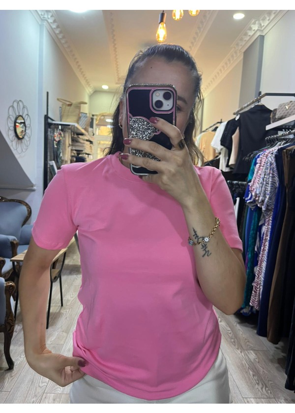 Orj. Marka basic Pamuklu t-shirt ( Pembe )