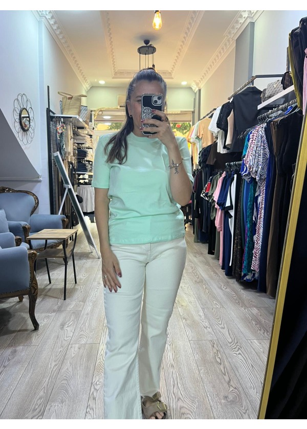 Prj. Marka Basic Pamuklu T-shirt ( Mind yeşil )