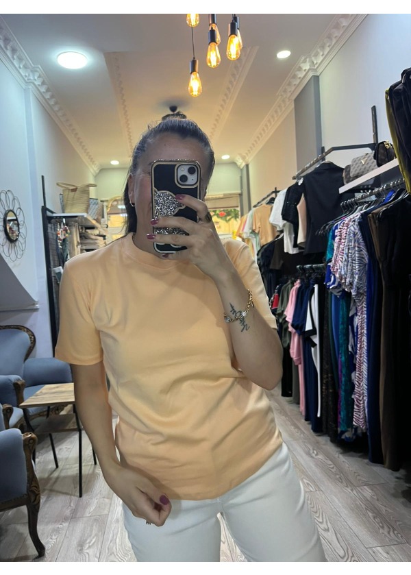 Orj. Marka Basic Pamuklu T-shirt ( orange )
