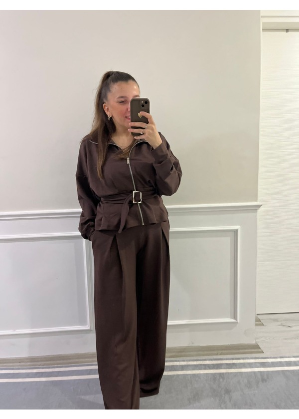 Kuşak Detay Modal Kumaş Takım 