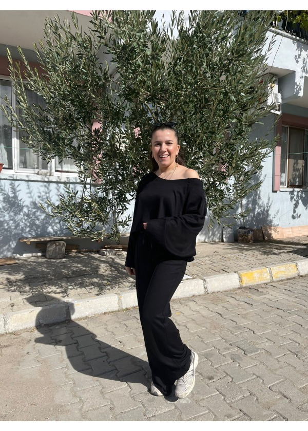 Kayık yaka takım ( Siyah )