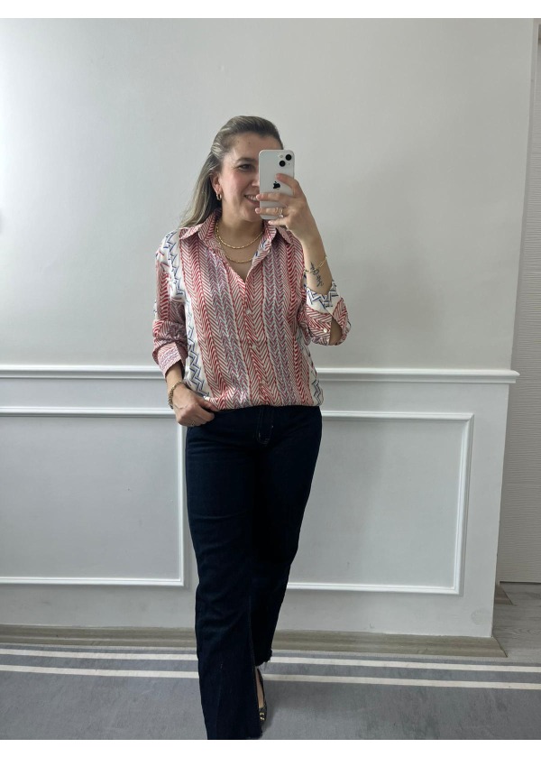 Modal Tensel Kumaş Desenli Gömlek