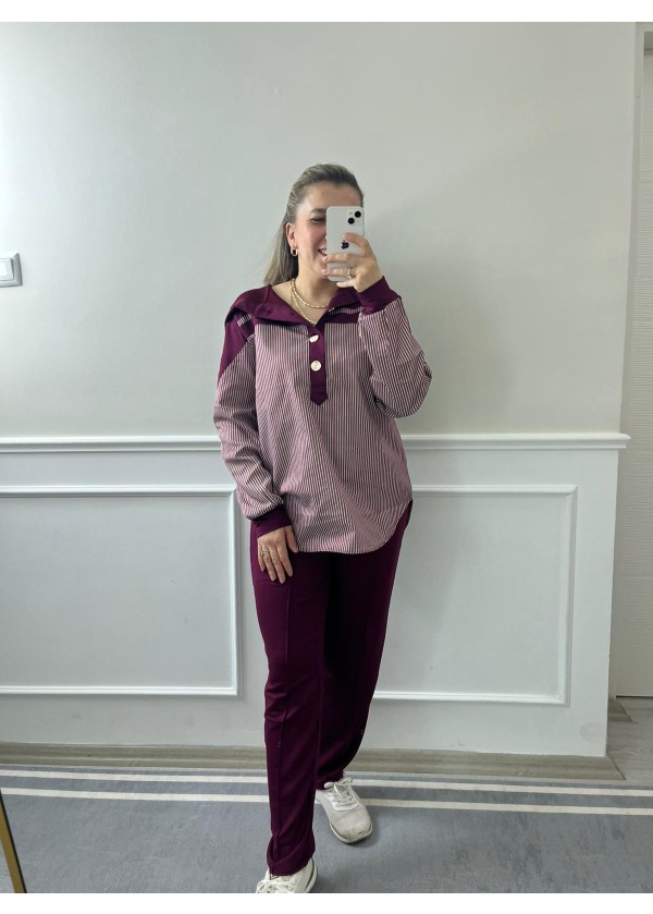 Çizgili Kapüşonlu Takım