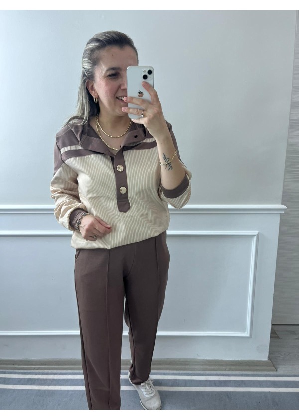 Çizgili Kapüşonlu Takım