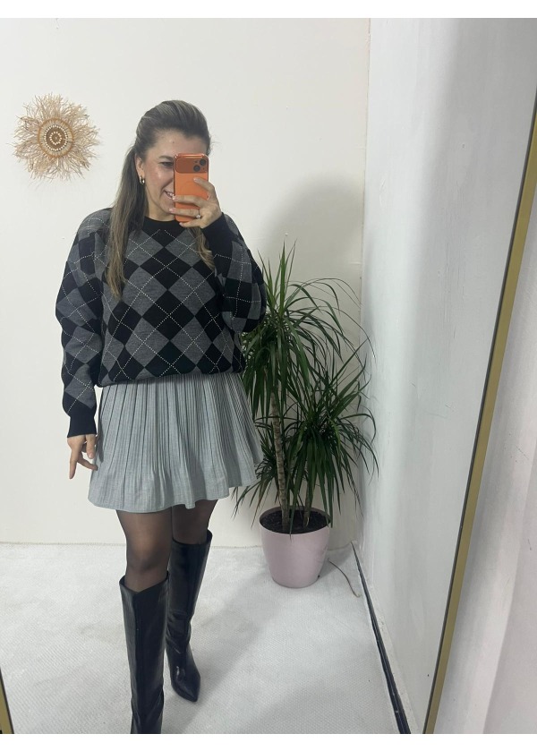 Piliseli Şortlu Etek ( gri )