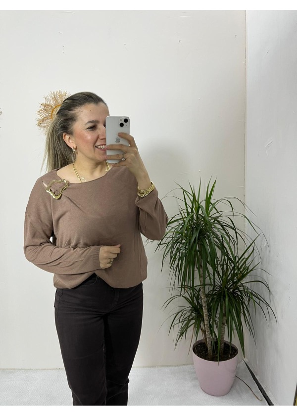 Merserize Triko Toka Detay ( kahve )