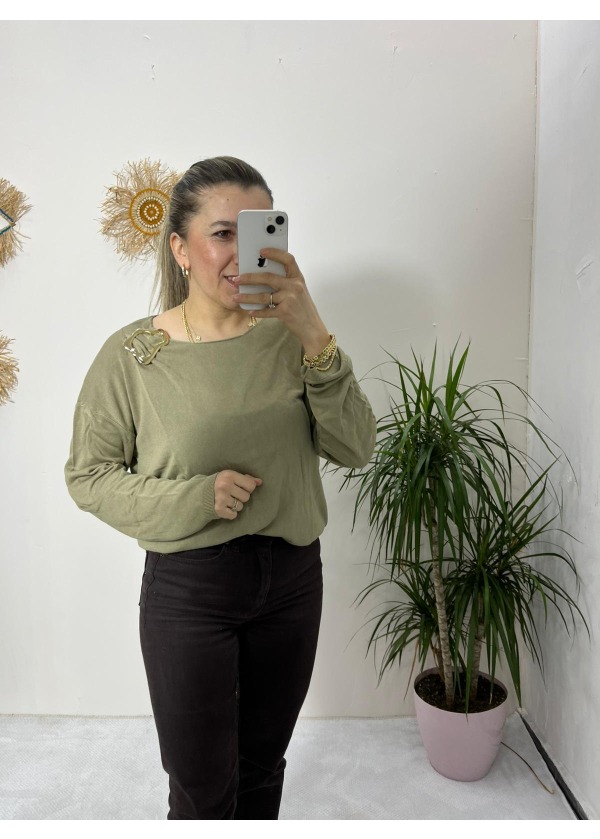 Merserize Triko Toka Detay ( Haki )