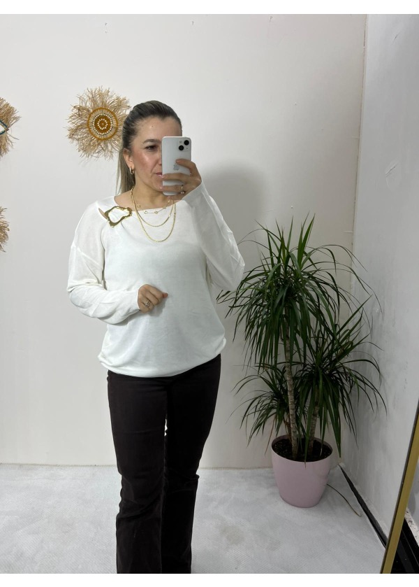 Merserize Triko Toka Detay ( Beyaz )