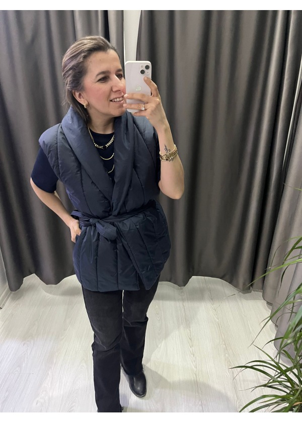 Arkası Triko Detaylı Yelek