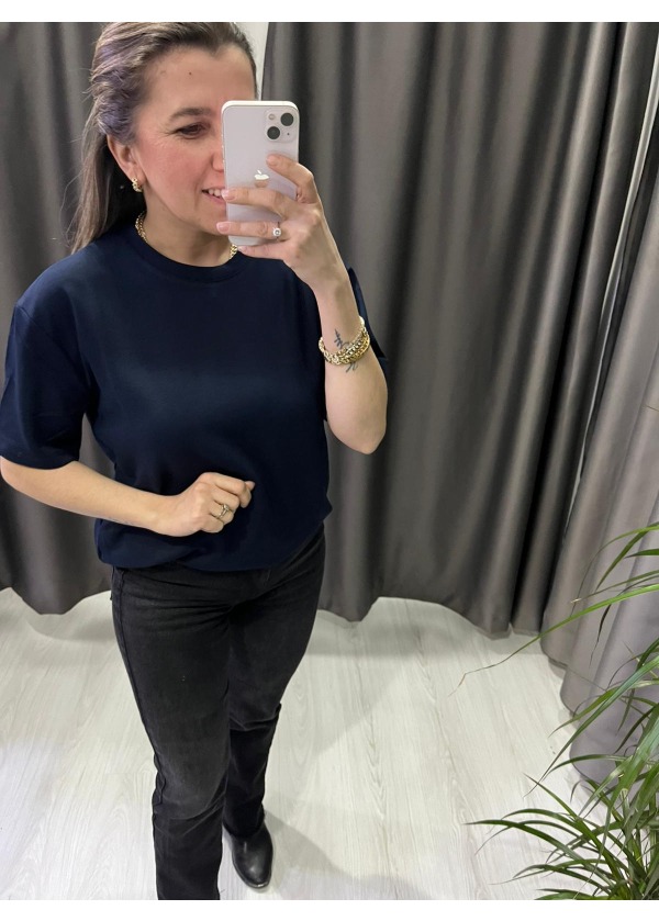 Pamuklu Basic Tshirt (Lacivert)