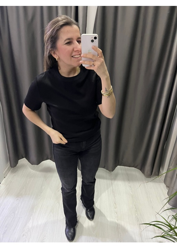 Pamuklu Basic Tshirt (Siyah)