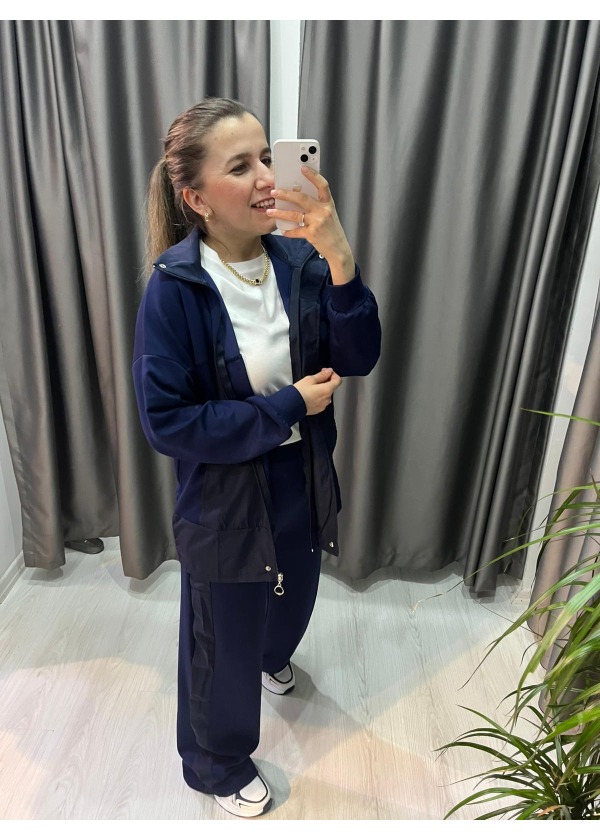 Paraşüt Kumaş Ceketli Takım ( Lacivert )