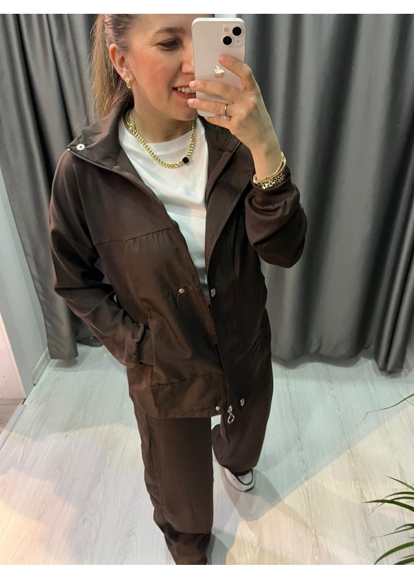 Paraşüt Kumaş Ceketli Takım ( Kahve )