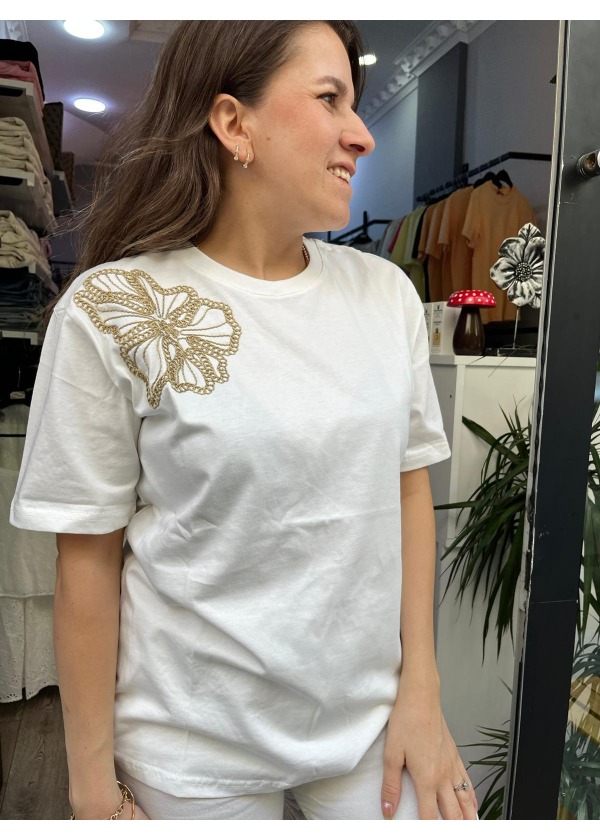 Orj. Marka Nakış Detay T-shirt ( Beyaz )