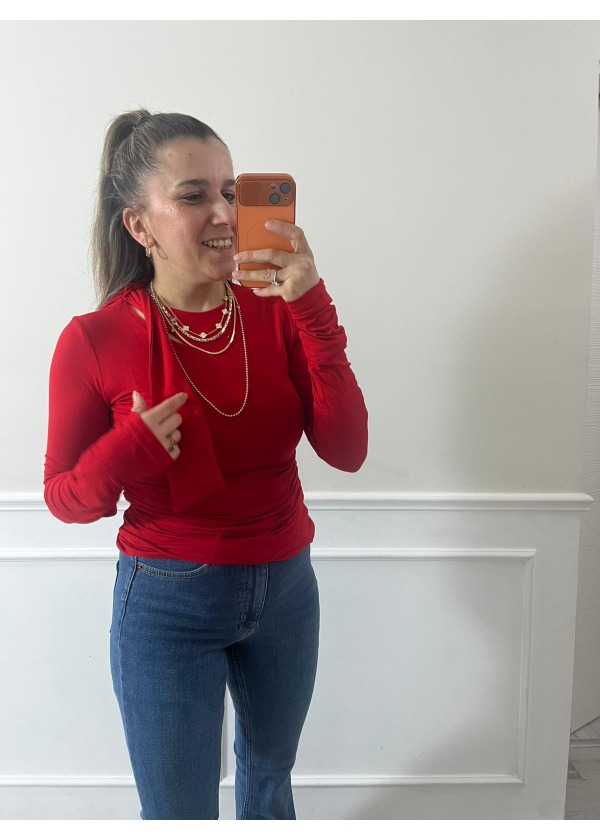 Omuz detaylı bluz ( kırmızı )